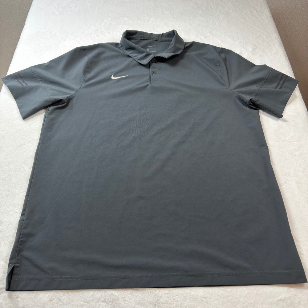 Nike Polo Shirt Mens XL Gray Good Court Dry-Fit CI4465-060 Short Sleeve - Picture 2 of 11